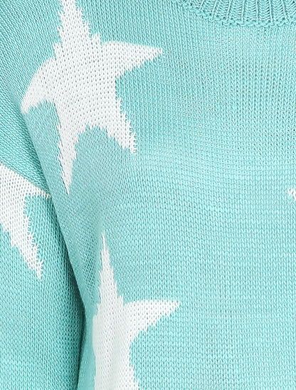 Pull imprimé étoiles - Bleu ciel - 3