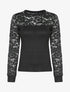 Pull fin avec dentelle - Noir - 4