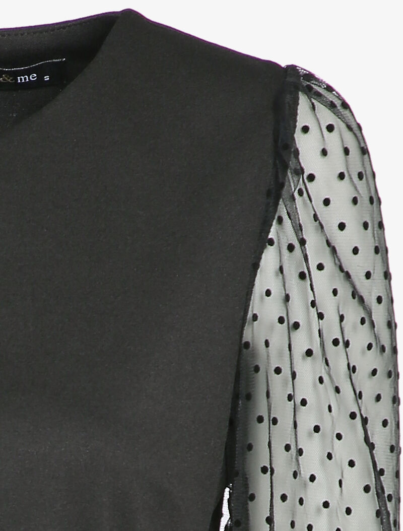 Robe droite à manches ajourées - Noir - 4