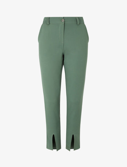 Pantalon slim à bords fendus - Kaki - 1