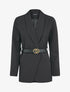 Blazer à col tailleur et pans biseautés - Noir - 3