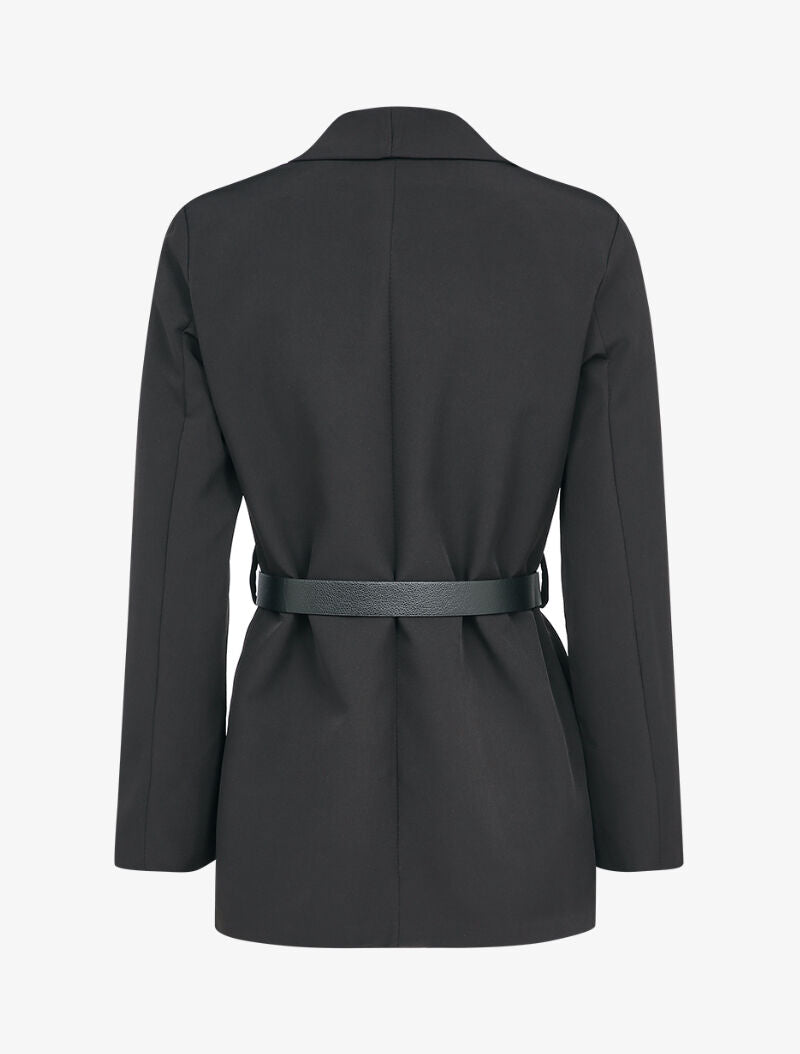 Blazer à col tailleur et pans biseautés - Noir - 2