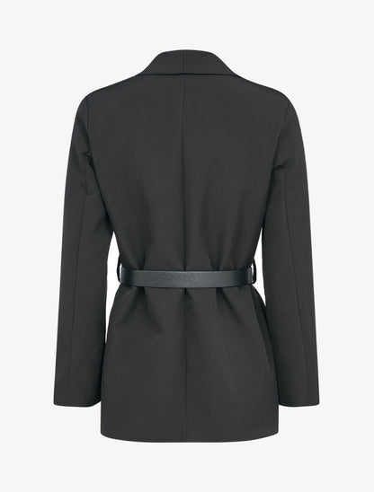 Blazer à col tailleur et pans biseautés - Noir - 2
