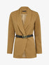 Blazer à col tailleur et pans biseautés - Camel - 3