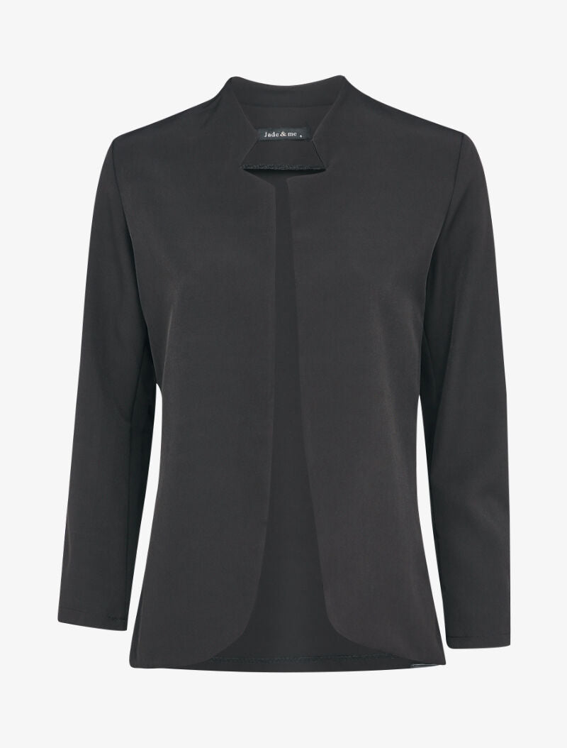 Veste à col biseauté et bords arrondis - Noir - 1