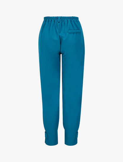Pantalon carotte à chevilles boutonnées - Bleu canard - 2