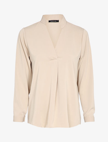 Blouse fluide à col mao - Écru - 1