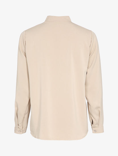 Blouse fluide à col mao - Écru - 2