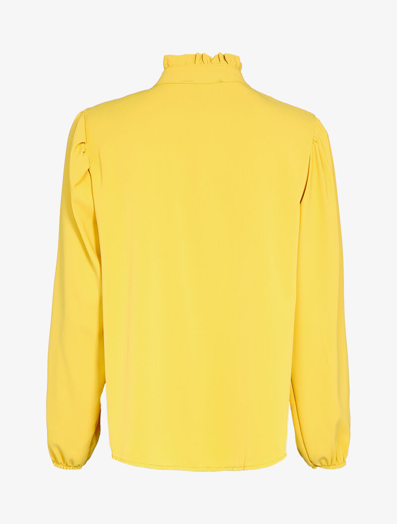 Chemise à col montant à volants - Jaune - 2