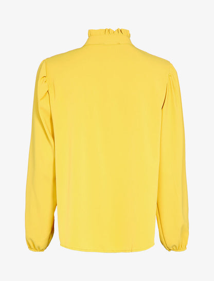 Chemise à col montant à volants - Jaune - 2