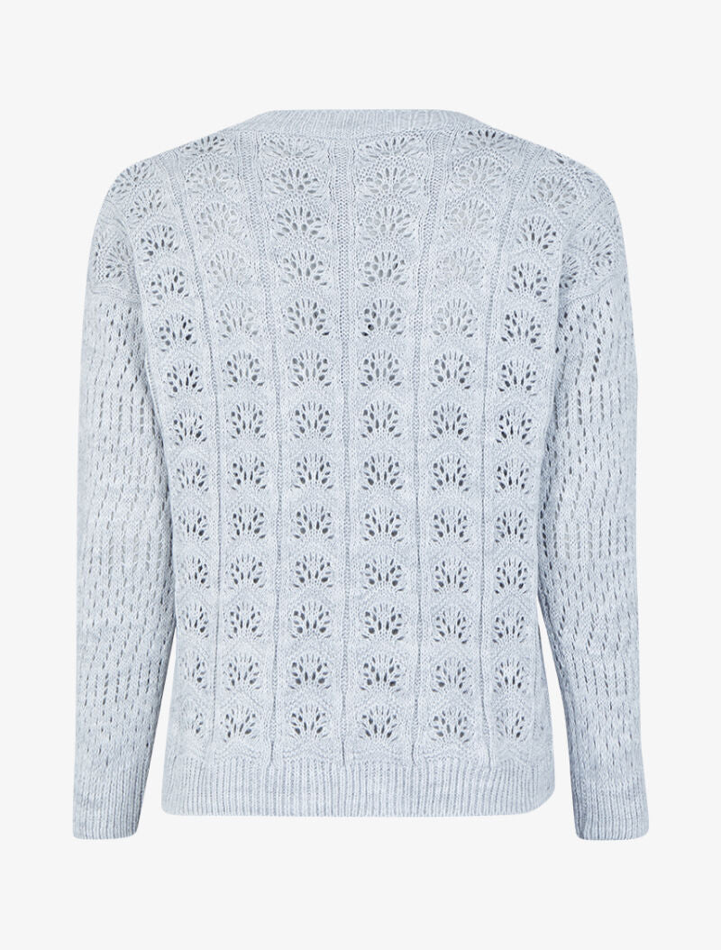 Pull ajouré en maille - Gris clair - 2
