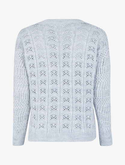 Pull ajouré en maille - Gris clair - 2