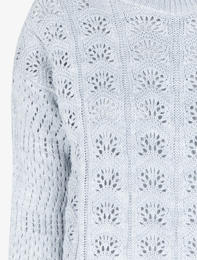 Pull ajouré en maille - Gris clair - 3