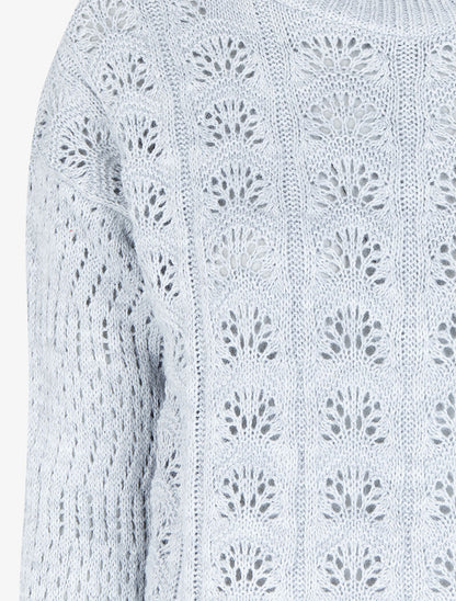 Pull ajouré en maille - Gris clair - 3