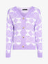 Cardigan à imprimé géométrique et boutons effet corne - Lilas - 1
