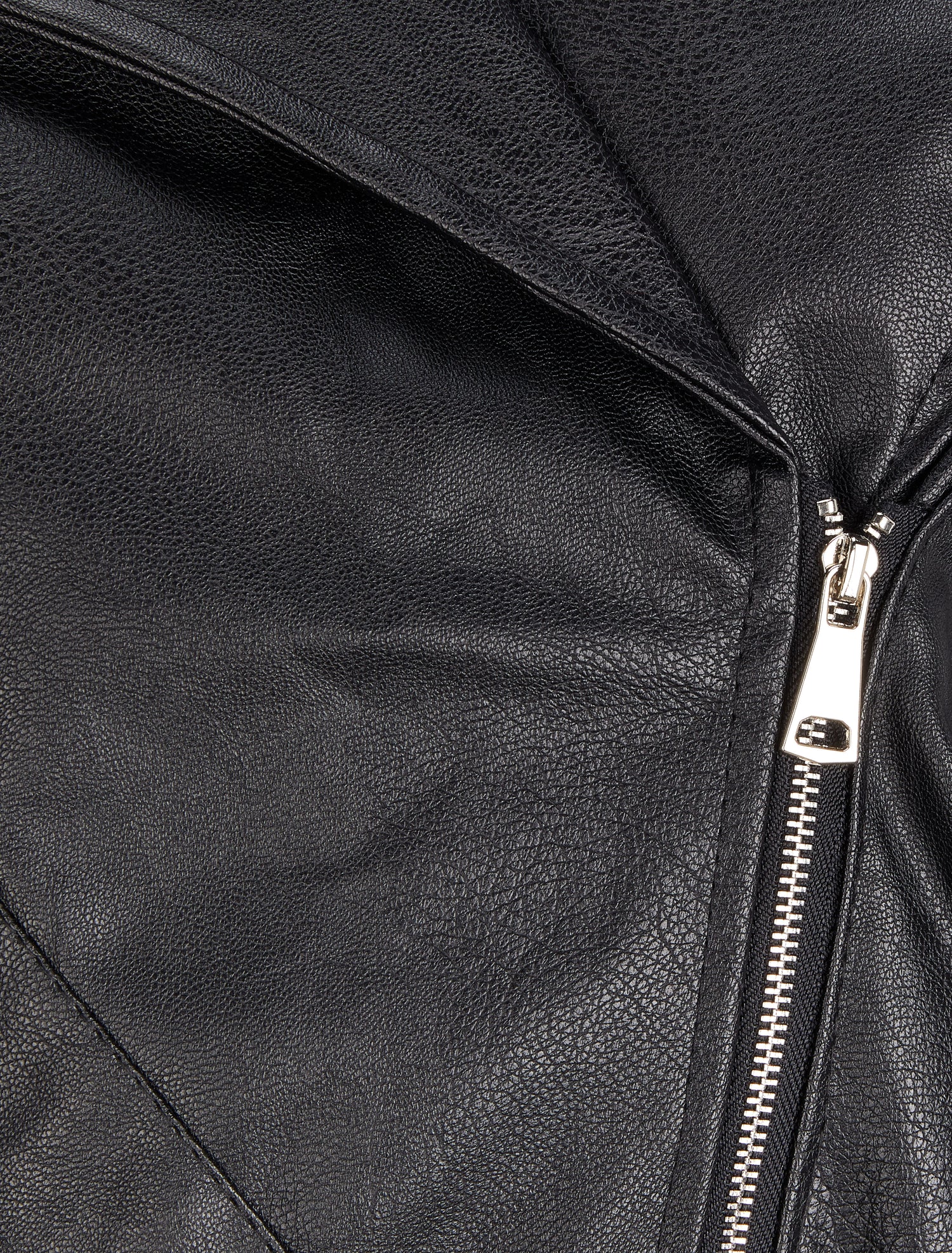 Veste style perfecto en simili à col large - Noir - 3