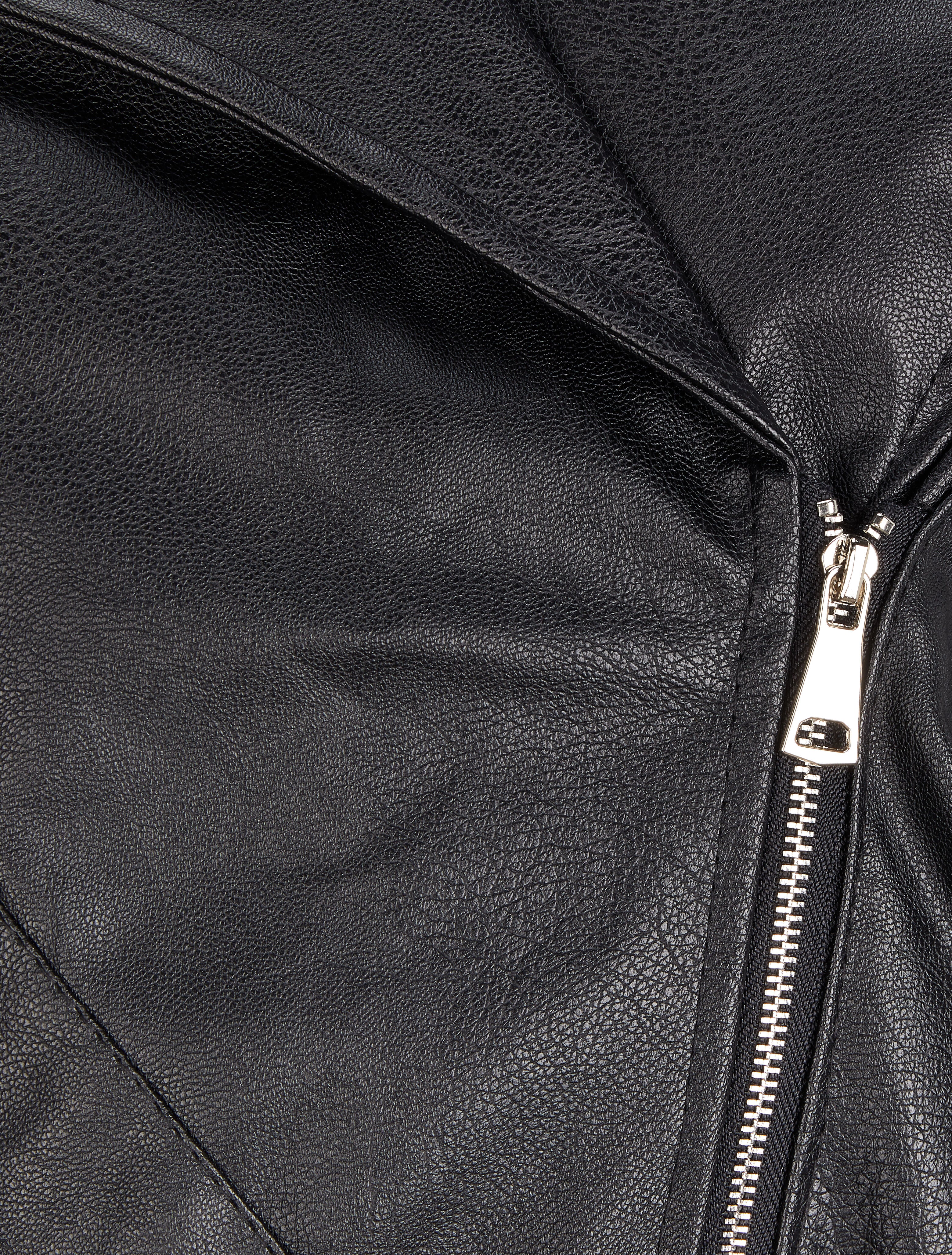 Veste style perfecto en simili à col large - Noir - 3