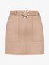 Jupe trapèze en suédine à boucle ronde stylisée - Beige - 1