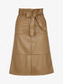 Jupe midi coupe trapèze en simili - Camel - 1