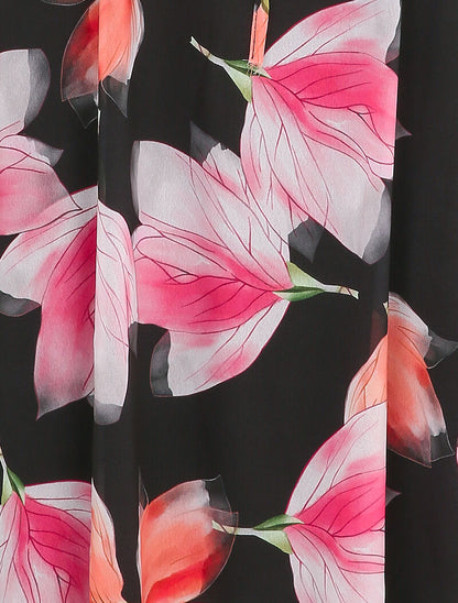 Robe imprimé crocus à liens de serrage - Noir - 3