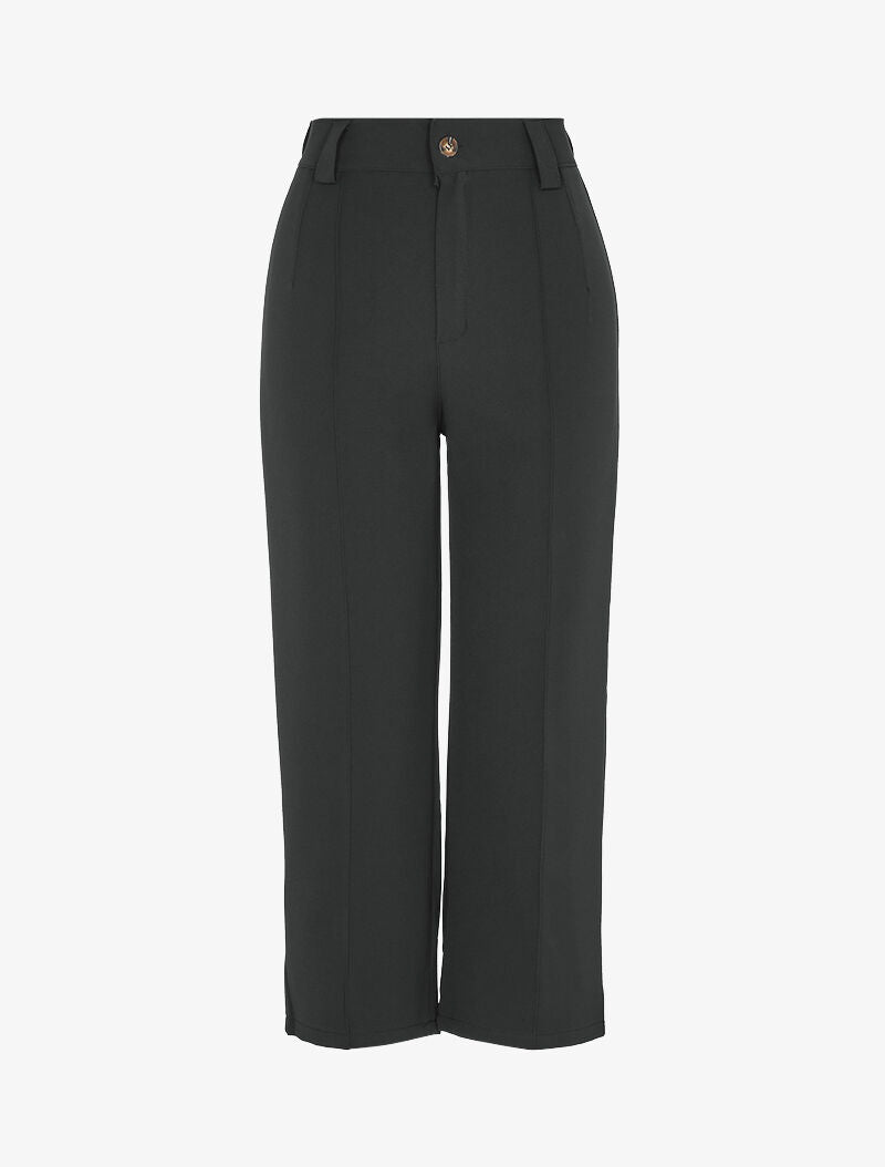 Pantalon 7/8 coupe droite à taille haute - Noir - 1