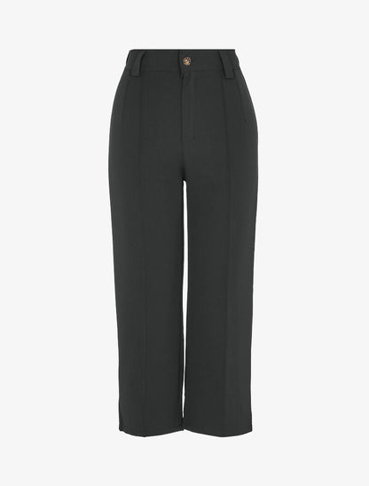 Pantalon 7/8 coupe droite à taille haute - Noir - 1