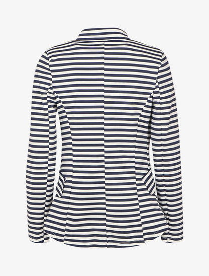 Veste à imprimé rayé et col mao - Marine - 2