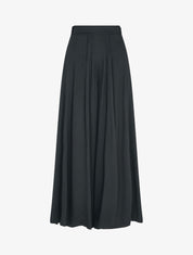 Pantalon palazzo à taille haute élastiquée - Noir - 1