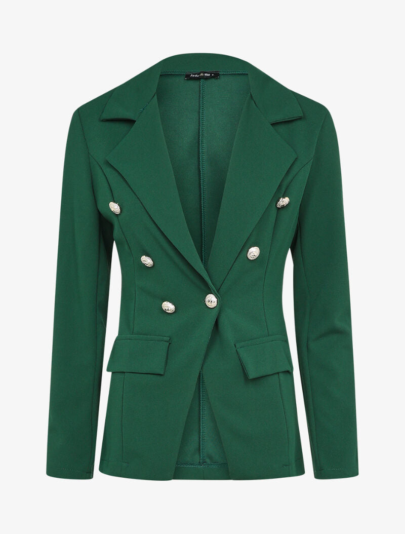 Veste ajustée à boutons stylisés - Vert foncé - 1