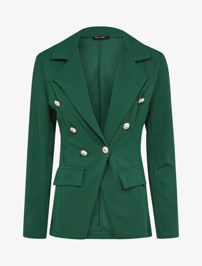 Veste ajustée à boutons stylisés - Vert foncé - 1
