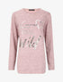 Sweat à message irisé et motif léopard - Rose - 4