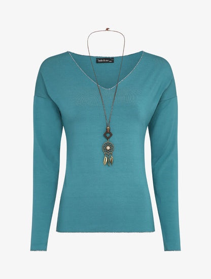 Top uni à liserés irisés - Bleu - 1