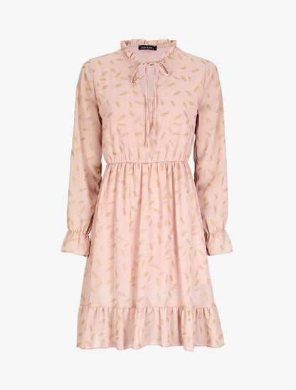 Robe en voile à feuilles pailletées - Rose poudré - 4