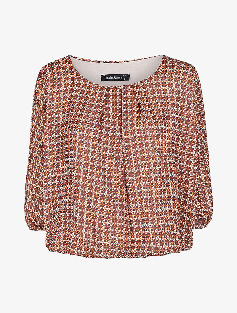 Blouse imprimé graphique coupe chauve-souris - Camel - 1