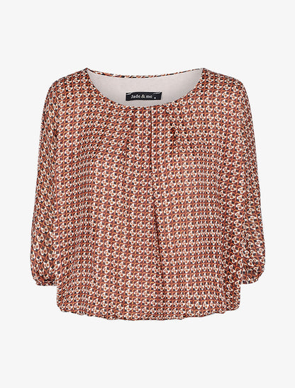 Blouse imprimé graphique coupe chauve-souris - Camel - 1