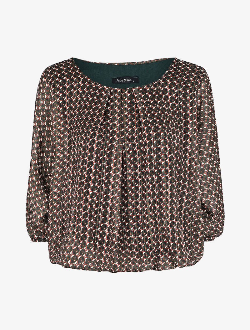 Blouse imprimé graphique coupe chauve-souris - Kaki - 1