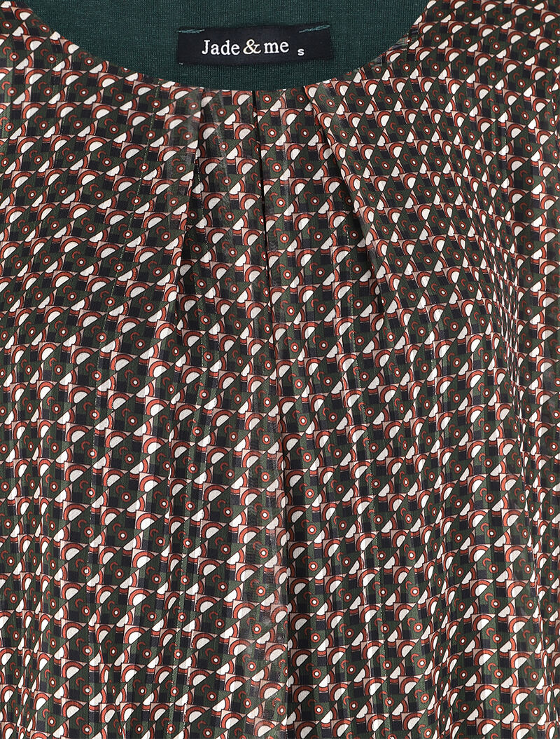 Blouse imprimé graphique coupe chauve-souris - Kaki - 3