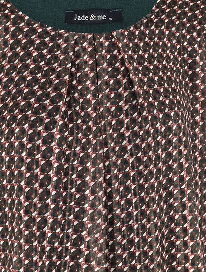 Blouse imprimé graphique coupe chauve-souris - Kaki - 3
