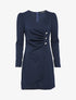 Robe drapée à boutons stylisés - Bleu marine - 3