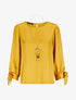 Blouse satinée à poignets à noeuds - Moutarde - 1