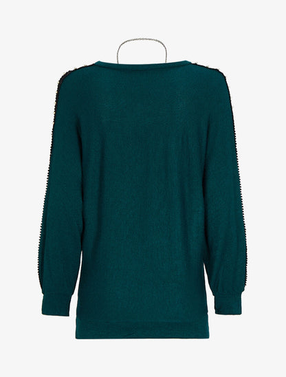 Tunique à empiècements dentelle et perles - Vert - 2