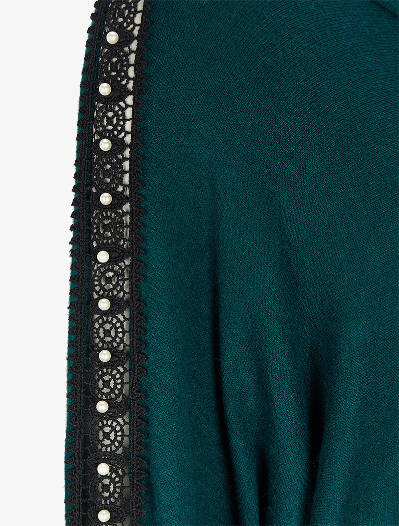 Tunique à empiècements dentelle et perles - Vert - 3