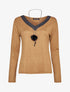 Pull doux à col V soyeux - Camel - 1