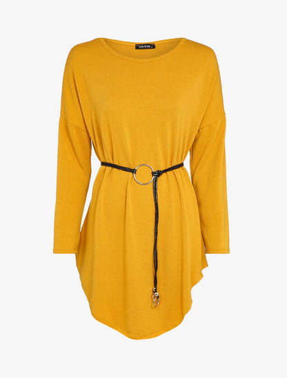 Robe pull oversize à manches dolman - Moutarde - 1
