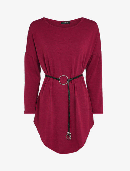 Robe pull oversize à manches dolman - Bordeaux - 1