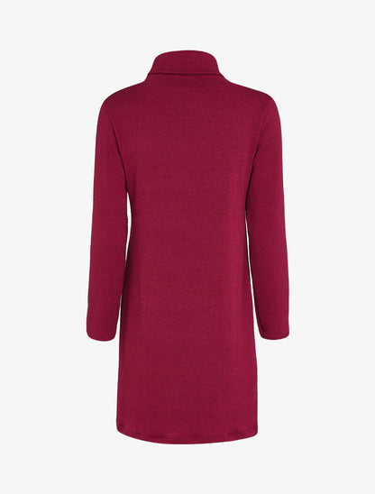 Robe pull oversize à col zippé stylisé - Bordeaux - 2