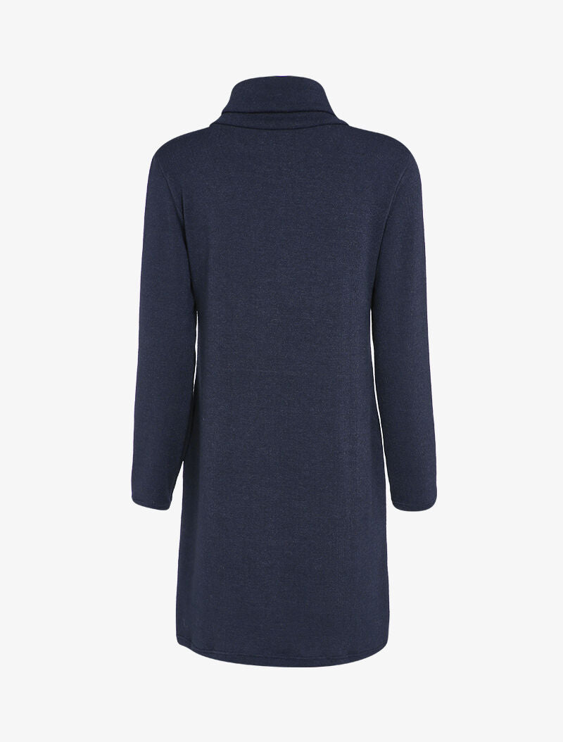 Robe pull oversize à col zippé stylisé - Bleu marine - 2