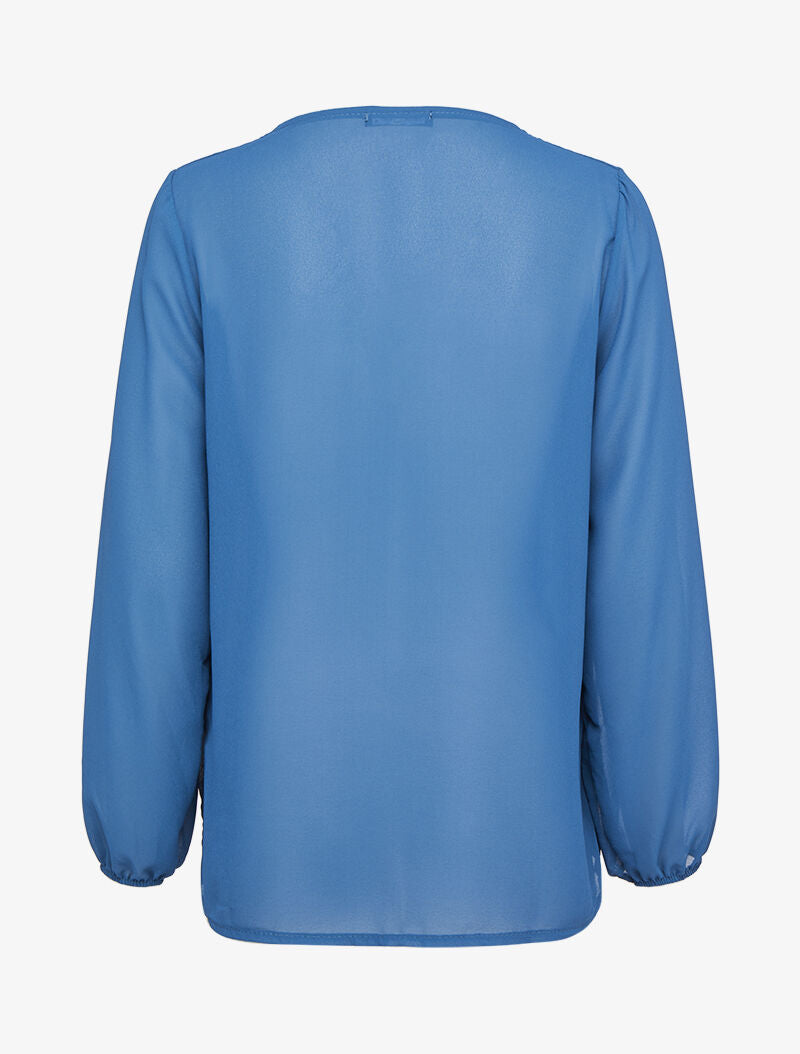Top en voile oversize à empiècement dentelle - Bleu - 2