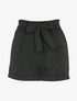 Short taille haute à revers et ceinture à nouer - Noir - 1