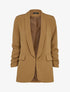 Blazer oversize à manches 3/4 froncées - Camel - 1